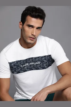 Louis Philippe Men White Brand Logo Printed Slim Fit T-shirt