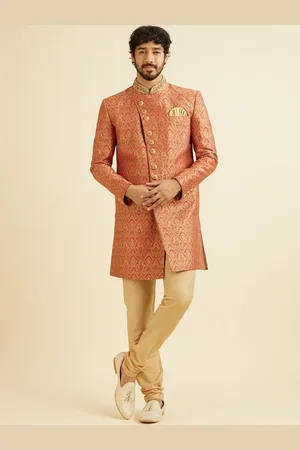 Manyavar Men Self-Design Mandarin Collar Sherwani Set