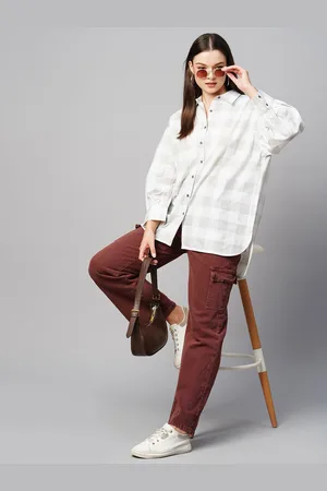 Chemistry Buffalo Checked Drop Shoulder Sleeves High Low Casual Shirt