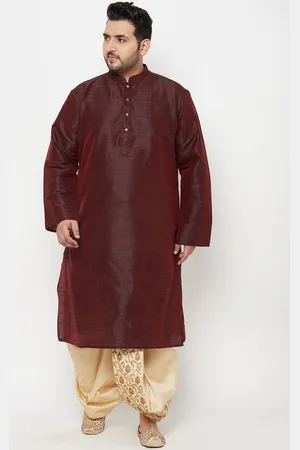 Vastramay Size Men Burgundy Kurta with Dhoti Pants