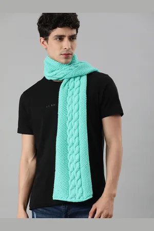 Magic Needles Unisex Turquoise Blue Cable Design Knitted Scarf