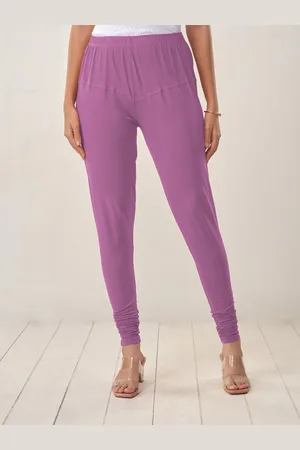 Lyra Women Lavender Solid Churidar Length Leggings