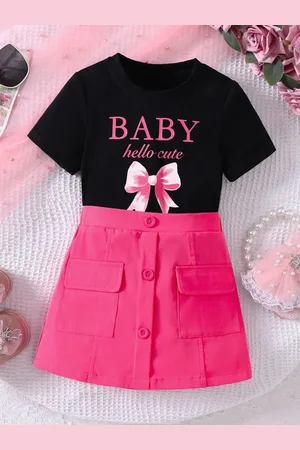 LULU & SKY Girls Printed T-shirt with Skirt