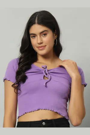 Broowl Tie-Up Neck Georgette Crop Top