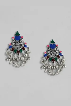 Sangria Enamelled Ethnic Style Drop Earrings