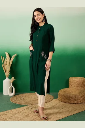 Sangria Floral Embroidered Thread Work Straight Kurta