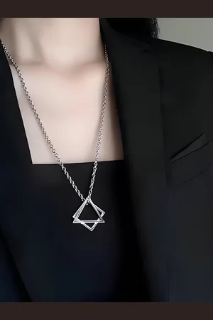 KARISHMA KREATIONS Unisex Silver-Plated Triangle Pendant With Chain