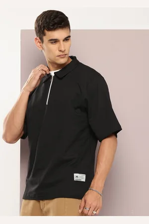 Kook N Keech Half-Zip Polo Collar Relaxed Fit Pure Cotton T-Shirt