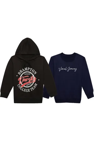 VIMAL JONNEY Kids Pack of 2 Typography Printed Fleece Pullover Sweatshirt