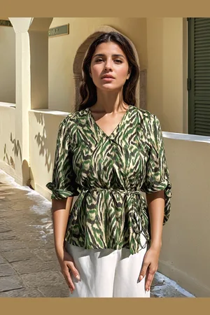 Stylecast Abstract Printed Top with Tie Up Details