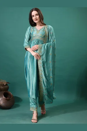 Kalini Women Ethnic Motifs Embroidered Regular Kurta with Palazzos & With Dupatta