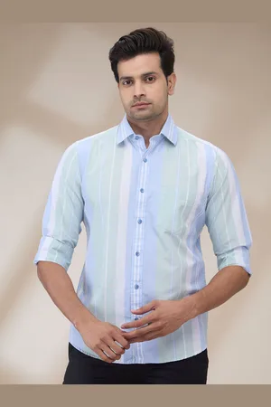 ColorPlus Men Spread Collar Vertical Striped Cotton Casual Shirt