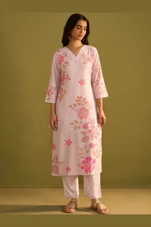Indo Era Women Floral Printed Regular Kurta with Trousers