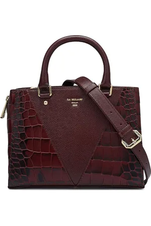 Da Milano Women Textured Leather Quilted Structured Handheld Bag