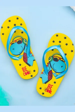Yellow bee Boys Dinosaur Printed Thong Flip-Flops