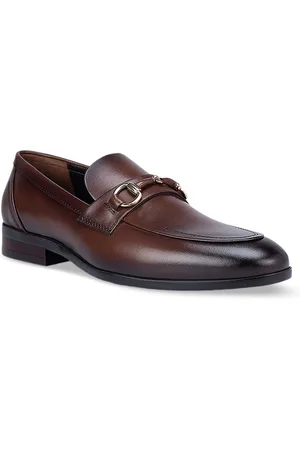 ROSSO BRUNELLO Men Textured Leather Formal Horsebit Loafers