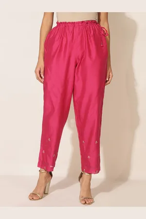 Fabindia Women Magenta Embroidered Trouser