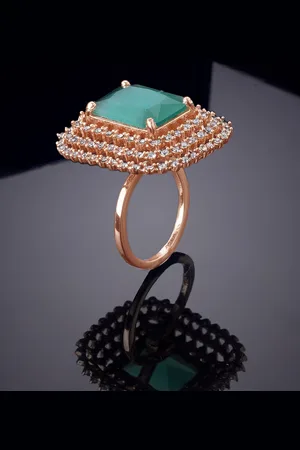 ESTELE Rose Gold-Plated Cubic Zirconia-Studded Finger Ring