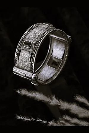 ATIBELLE Silver Plated Stones Studded Kada Bangle