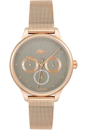 Lacoste Women Grey Birdie Embellished Dial & Rose Gold-Toned Straps Analogue Watch 2001205