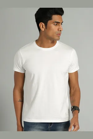Roadster The Lifestyle Co Men White Solid Round Neck Pure Cotton T-shirt