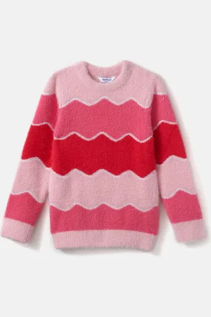 Nauti Nati Girls Wavy Jacquard Design Warm Sweater
