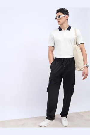 Styli Men Cotton Oversized Straight Leg Joggers with Cargo Pockets