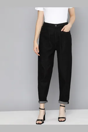 Chemistry Women Black Boyfriend Fit High-Rise Clean Look Jeans