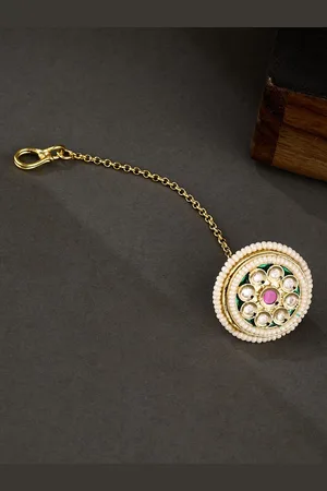 ATIBELLE Gold-Plated Kundan Studded Maang Tikka Head Jewellery