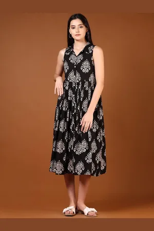 V-Mart Ethnic Printed Shirt Collar Ethnic Dress