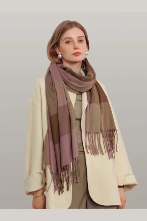 JC Collection Women Violet & Rust Checked Scarf