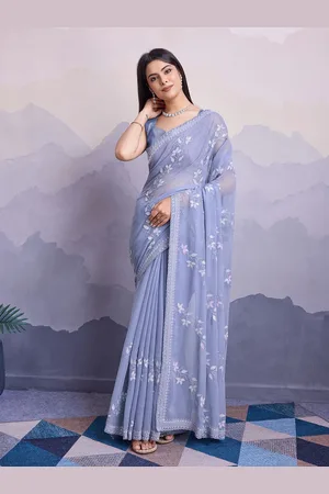 HERE&NOW Floral Printed Sequinned Saree