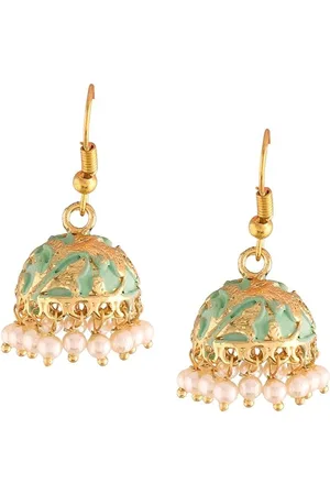 I Jewels Gold-Plated Contemporary Jhumkas Earrings