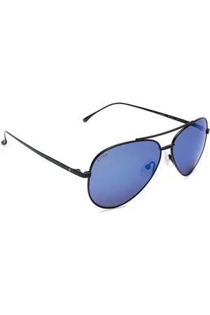 Titan Unisex Blue Lens & Black Aviator Sunglasses with UV Protected Lens