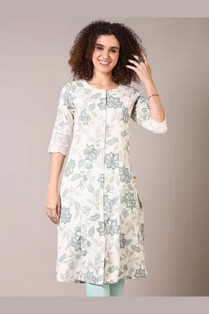 V-Mart Floral Printed Round Neck Straight Kurta