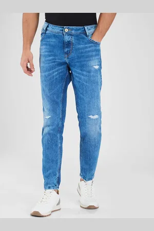 SPYKAR Men Slim Fit Mildly Distressed Light Fade Stretchable Jeans