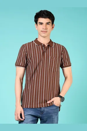 V-Mart Men Striped Polo Collar Pockets T-shirt