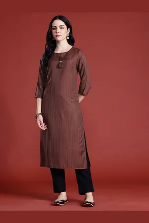Anouk Tie-Up Neck Striped Kurta