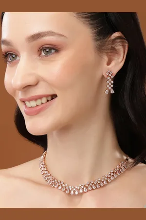 ESTELE Rose Gold Plated CZ Shimmering Necklace Set
