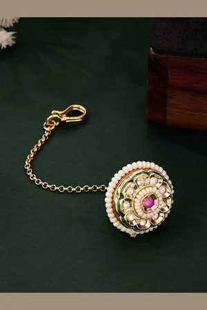 ATIBELLE Gold-Plated Kundan Studded Maang Tikka Head Jewellery