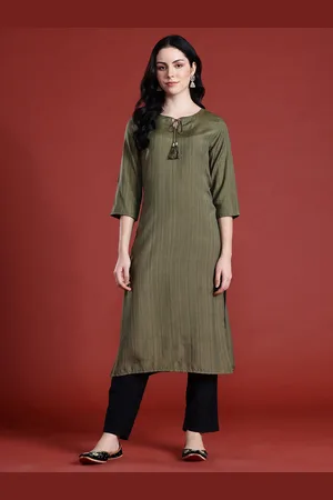 Anouk Tie-Up Neck Striped Kurta