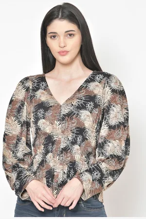 Cation Women Black & Brown Printed Top