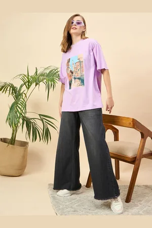Mast & Harbour Women Printed Drop-Shoulder Sleeves T-shirt