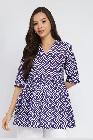 Pink Fort Women Cotton Chevron Print Peplum Top