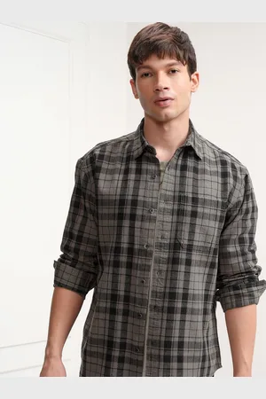 Highlander Men Spread Collar Tartan Checked Cotton Casual Shirt