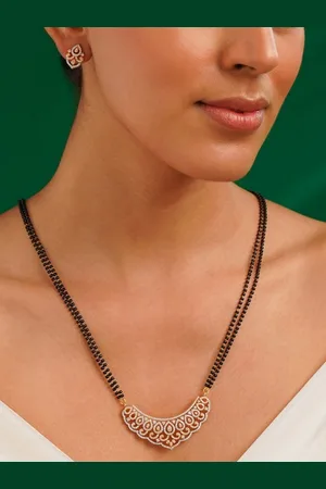 ABDESIGNS Gold Plated American Diamond Studded & Beaded Mangalsutra Set