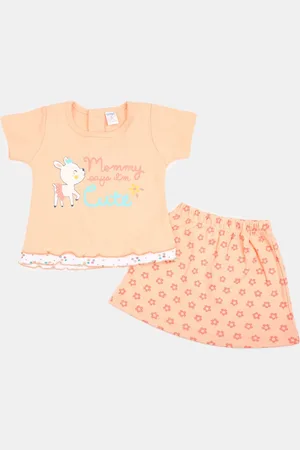 V-Mart Kids Printed T-shirt with Skirt