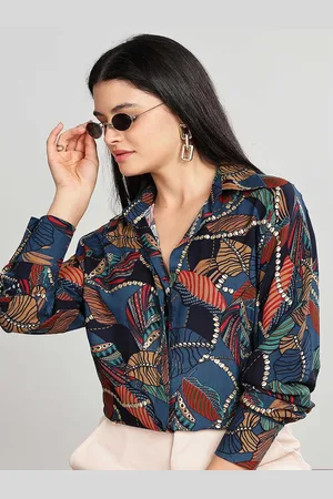 HERE&NOW Women Relaxed Fit Spread Collar Abstract Printed Casual Shirt