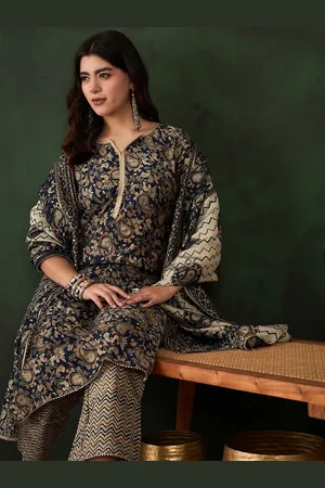 Sangria Floral Printed Kurta & Trouser With Dupatta Kurta Set