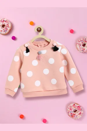 Nauti Nati Girls Peach-Coloured Printed Sweatshirt